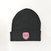 Hat - Black Woolly Knitted Beanie With Crest Logo Thumbnail